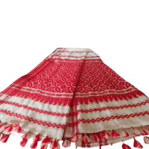 Heritage Red & White Handwoven Assamese Gamosa