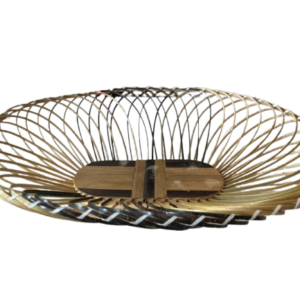 Handcrafted Dual-Tone Bamboo Oval Fruit Basket & Centerpiece Bowl